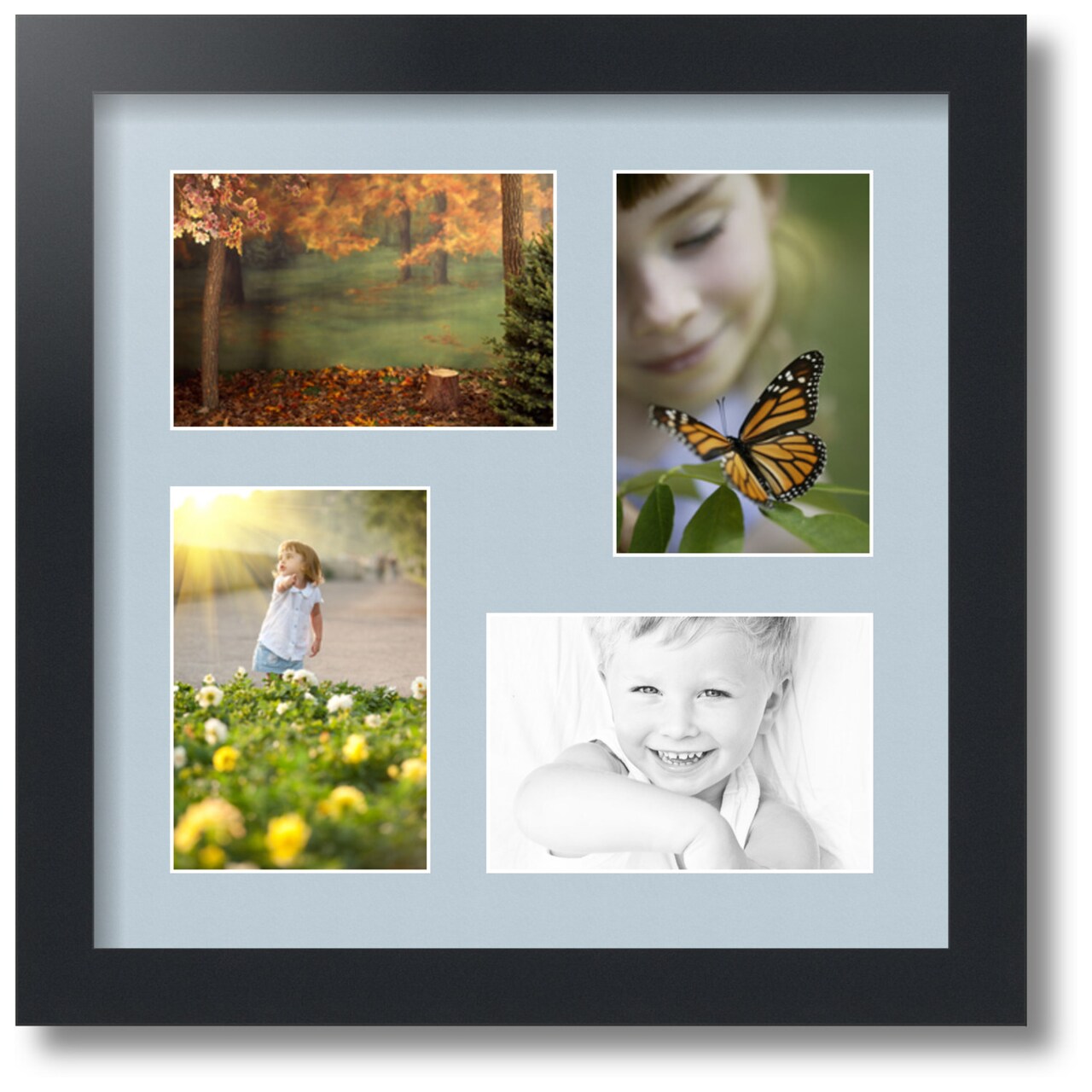 ArtToFrames Collage Photo Picture Frame with 4 - 4x6 inch Openings, Framed in Black with Over 62 Mat Color Options and Regular Glass (CSM-3926-178)